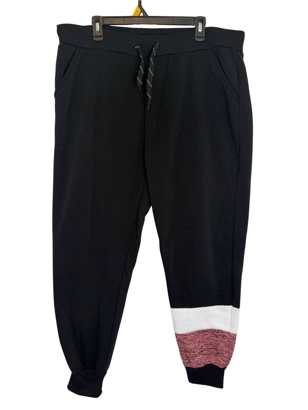 AQ Sport Women's Black Joggers with Colorblock Cuff Sweatpants